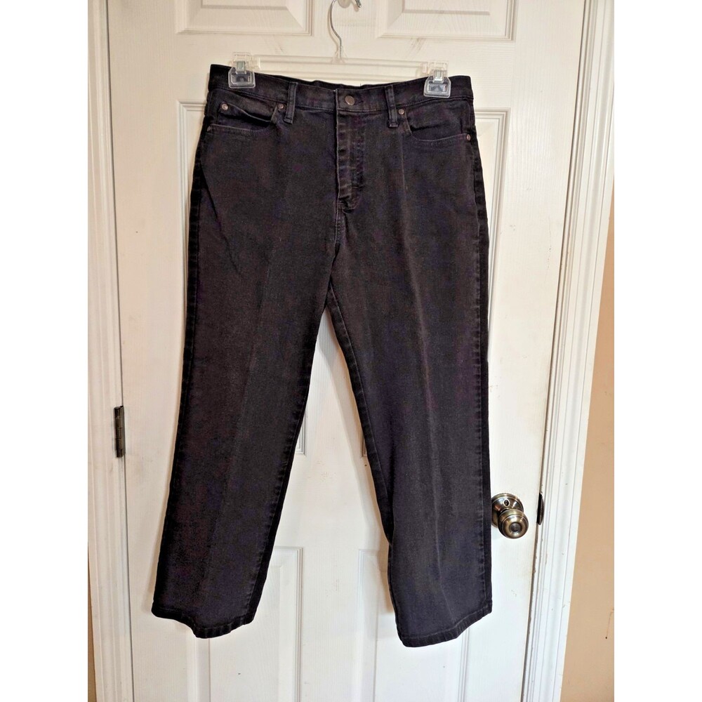 Lee Relaxed Fit Straight Leg Mid Rise Women's size 12P Black Denim jeans